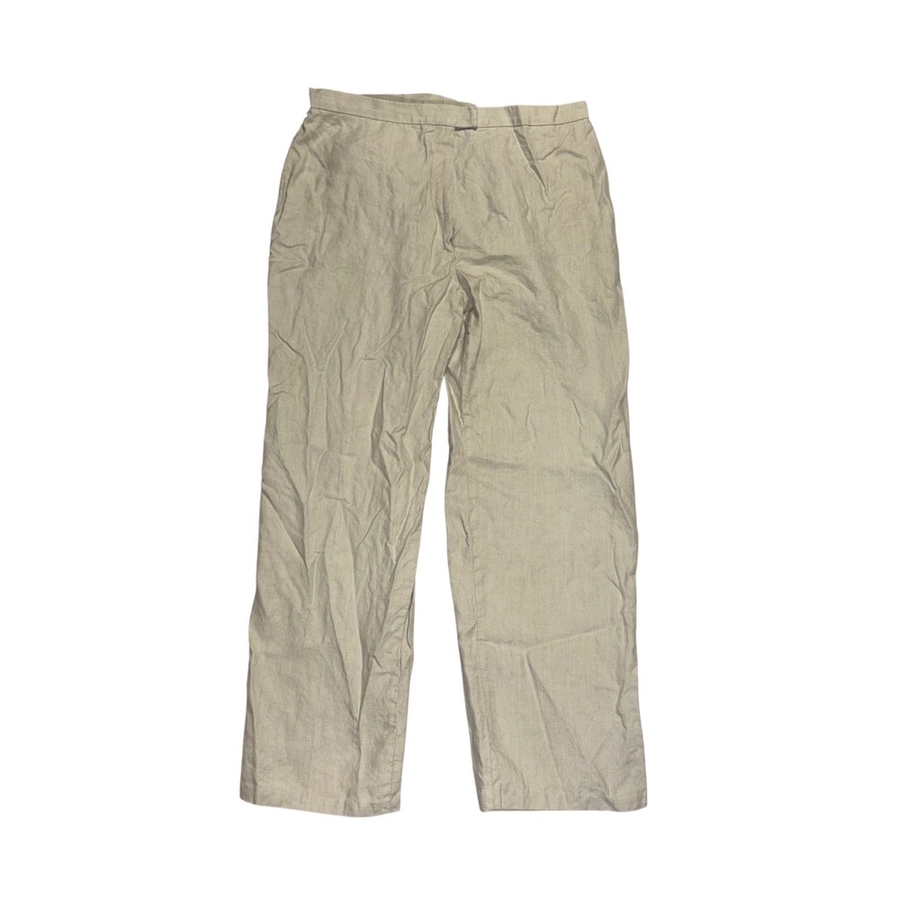Bernard Zins Bergdorf Goodman Beige 100% Linen Straight Leg Pants France size 14